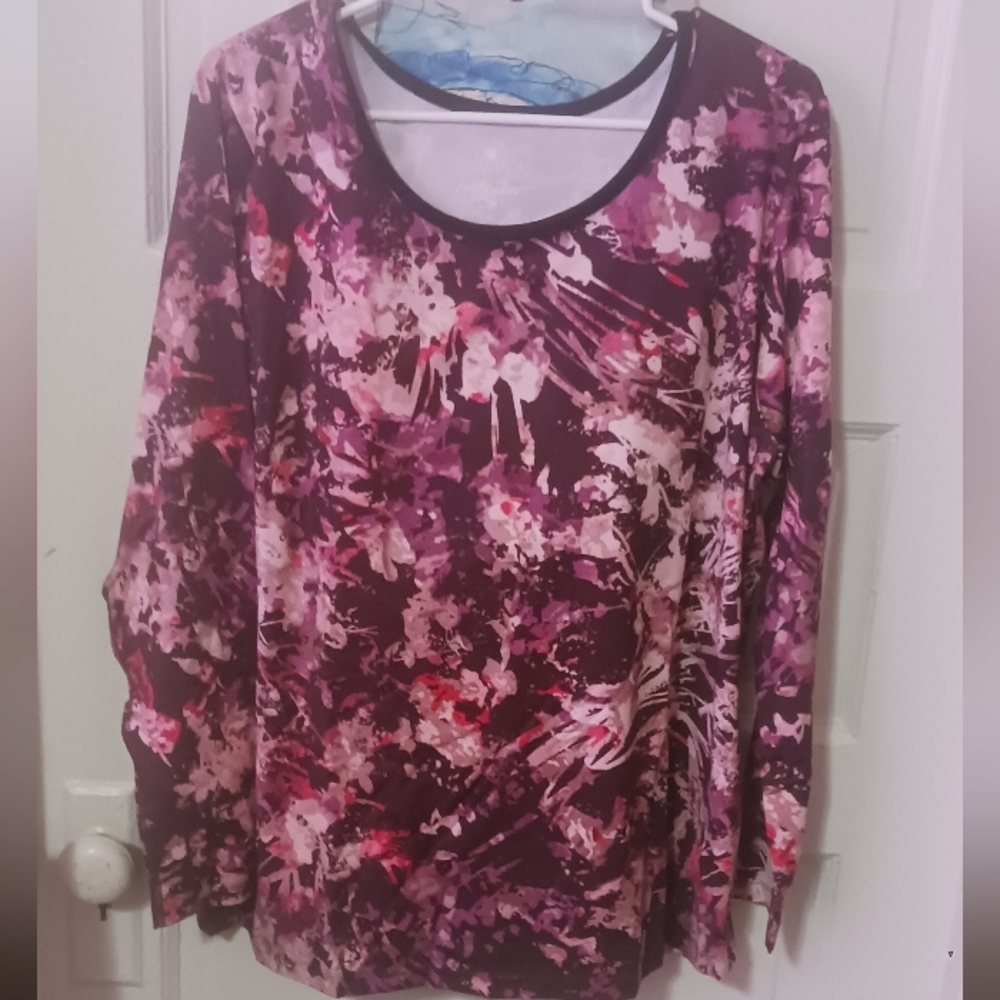 Full Beauty Sport NATURE  Floral Print Women's Top  Pink and Purple A-51